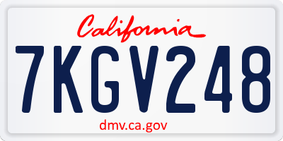 CA license plate 7KGV248