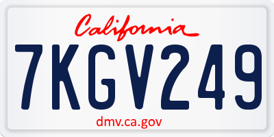 CA license plate 7KGV249