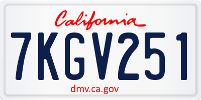 CA license plate 7KGV251