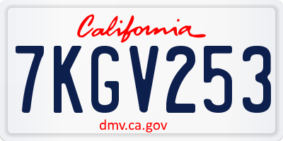 CA license plate 7KGV253