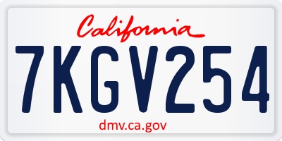 CA license plate 7KGV254