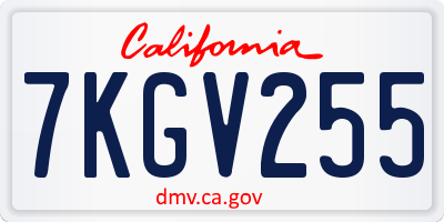 CA license plate 7KGV255