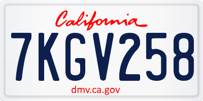 CA license plate 7KGV258