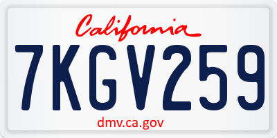 CA license plate 7KGV259