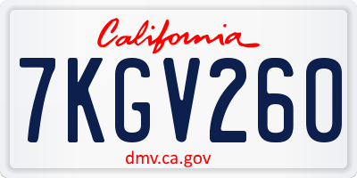 CA license plate 7KGV260