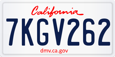 CA license plate 7KGV262