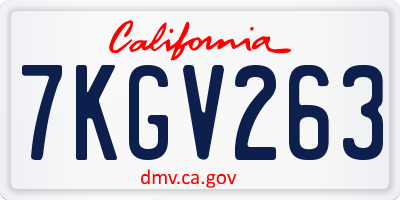 CA license plate 7KGV263