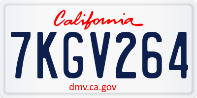 CA license plate 7KGV264