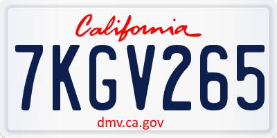 CA license plate 7KGV265