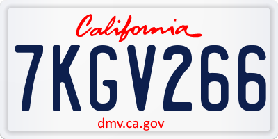 CA license plate 7KGV266