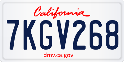 CA license plate 7KGV268