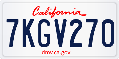 CA license plate 7KGV270