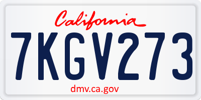 CA license plate 7KGV273