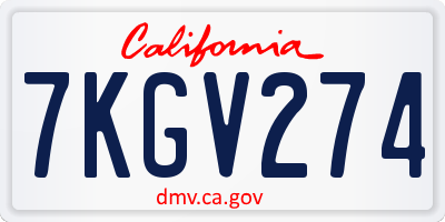 CA license plate 7KGV274