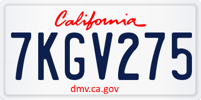 CA license plate 7KGV275