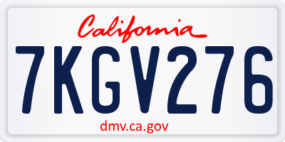 CA license plate 7KGV276