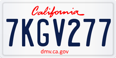 CA license plate 7KGV277