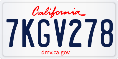 CA license plate 7KGV278