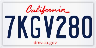 CA license plate 7KGV280
