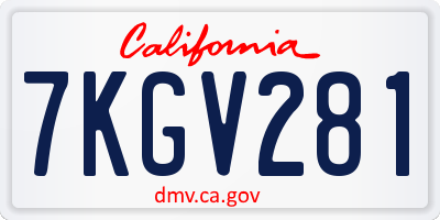 CA license plate 7KGV281