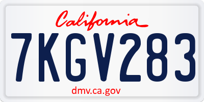 CA license plate 7KGV283
