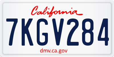 CA license plate 7KGV284