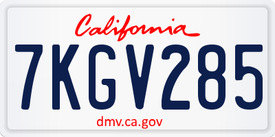 CA license plate 7KGV285