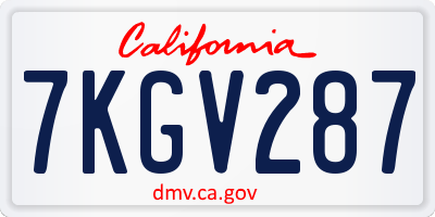 CA license plate 7KGV287