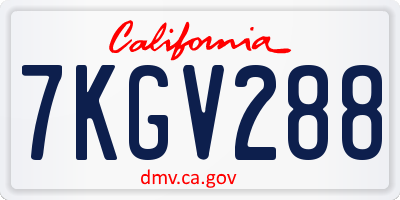 CA license plate 7KGV288