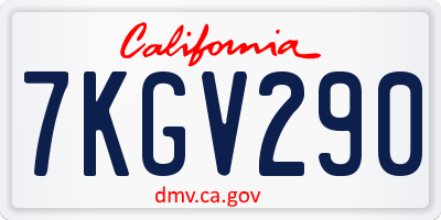 CA license plate 7KGV290