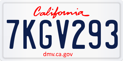 CA license plate 7KGV293
