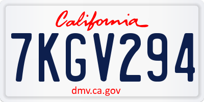 CA license plate 7KGV294