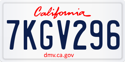CA license plate 7KGV296