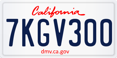 CA license plate 7KGV300