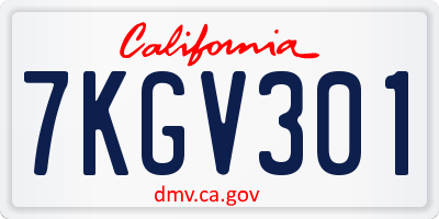 CA license plate 7KGV301