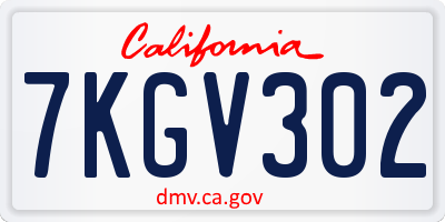 CA license plate 7KGV302