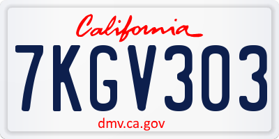CA license plate 7KGV303