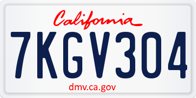 CA license plate 7KGV304