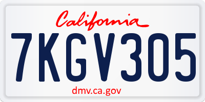 CA license plate 7KGV305