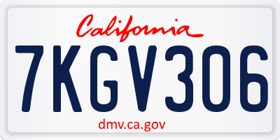CA license plate 7KGV306