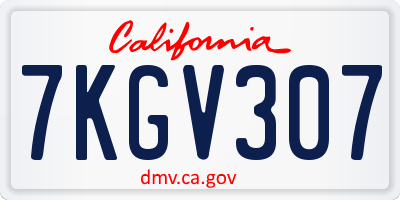 CA license plate 7KGV307