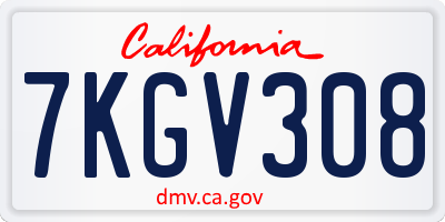 CA license plate 7KGV308