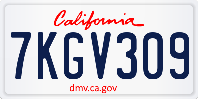 CA license plate 7KGV309