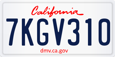 CA license plate 7KGV310