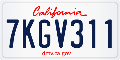 CA license plate 7KGV311