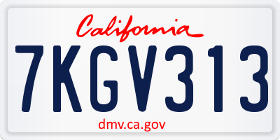 CA license plate 7KGV313