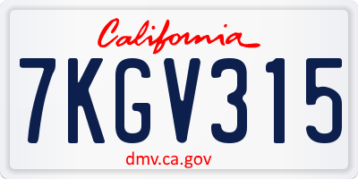 CA license plate 7KGV315
