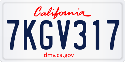 CA license plate 7KGV317