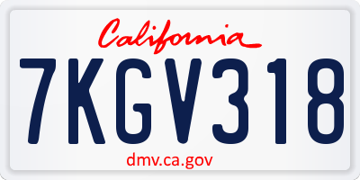 CA license plate 7KGV318