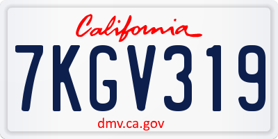 CA license plate 7KGV319